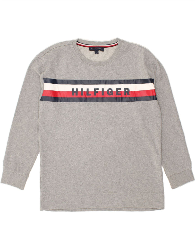 TOMMY HILFIGER Mens Graphic Sweatshirt Jumper Medium Grey Cotton Vintage Tommy Hilfiger and Second-Hand Tommy Hilfiger from Messina Hembry 