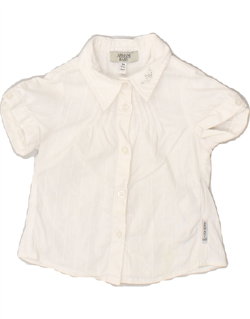 ARMANI BABY Baby Girls Short Sleeve Shirt 6-9 Months White Cotton | Vintage Armani Baby | Thrift | Second-Hand Armani Baby | Used Clothing | Messina Hembry 