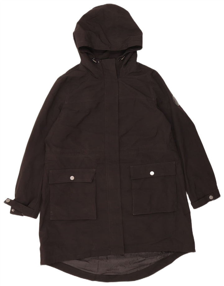 DKNY Womens Hooded Windbreaker Coat UK 16 Large Black Polyester