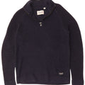 JACK & JONES Mens Zip Neck Jumper Sweater Large Navy Blue Cotton