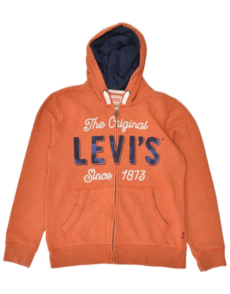 LEVI'S Boys Graphic Zip Hoodie Sweater 13-14 Years Brown Cotton | Vintage Levi's | Thrift | Second-Hand Levi's | Used Clothing | Messina Hembry 