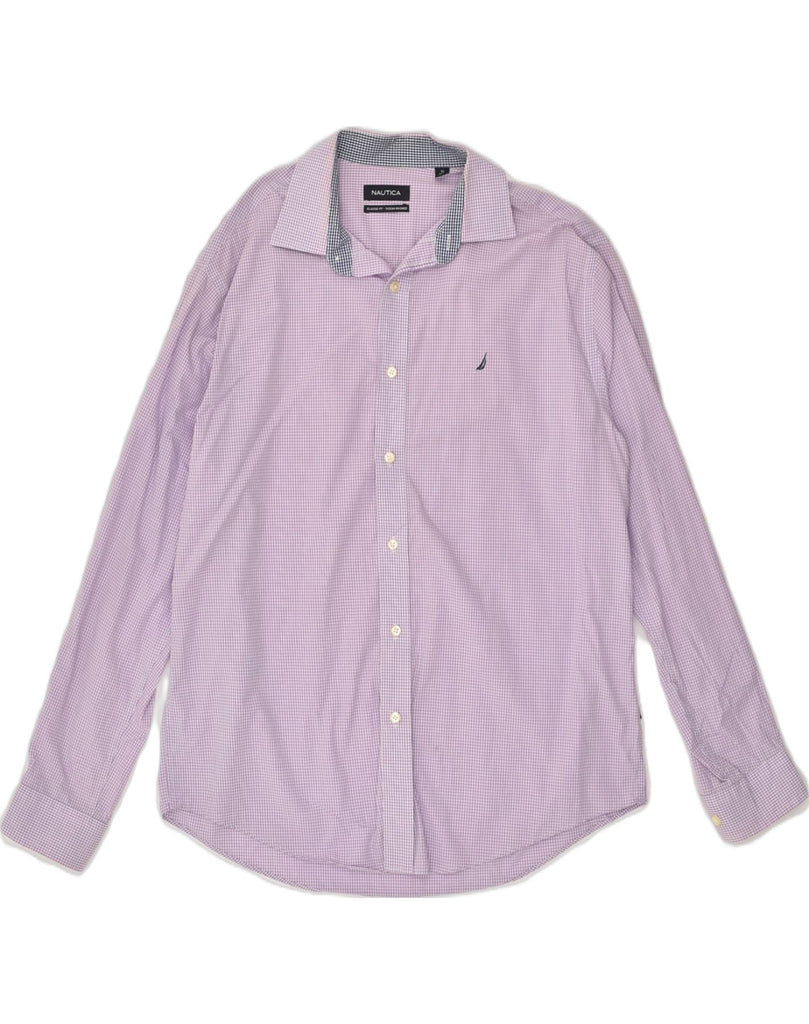 NAUTICA Mens Classic Fit Shirt Size 16 Large Purple Gingham Cotton | Vintage Nautica | Thrift | Second-Hand Nautica | Used Clothing | Messina Hembry 