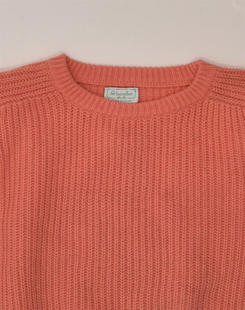 BENETTON Womens Crew Neck Jumper Sweater IT 48 XL Orange Wool | Vintage Benetton | Thrift | Second-Hand Benetton | Used Clothing | Messina Hembry 