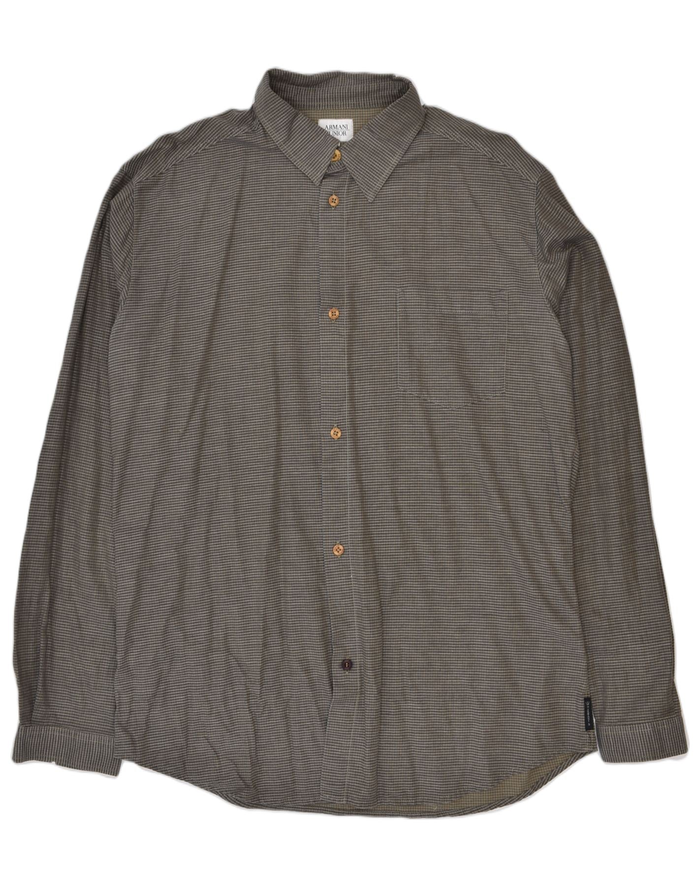 ARMANI JUNIOR Boys Shirt 15 16 Years Brown Cotton Vintage