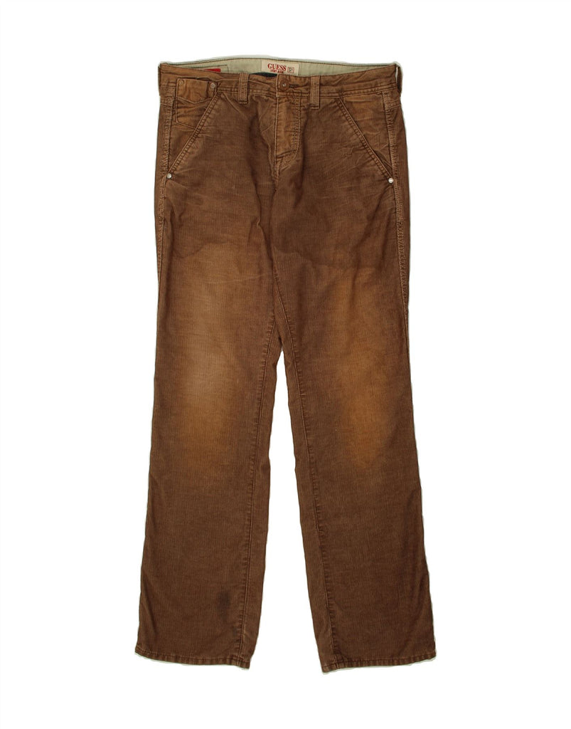 GUESS Mens Straight Corduroy Trousers W31 L34  Brown Cotton Vintage Guess and Second-Hand Guess from Messina Hembry 