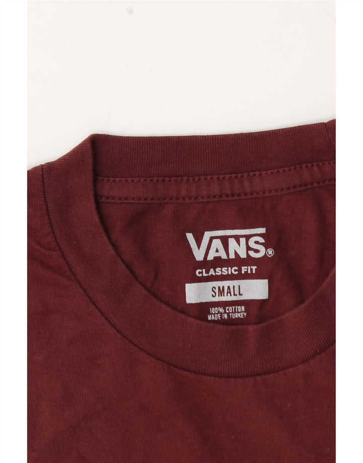 VANS Mens Classic Fit T-Shirt Top Small Maroon Cotton