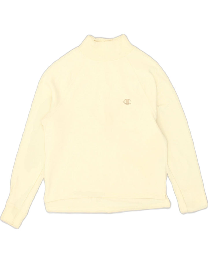 CHAMPION Womens Roll Neck Sweatshirt Jumper UK 10 Small Off White | Vintage Champion | Thrift | Second-Hand Champion | Used Clothing | Messina Hembry 