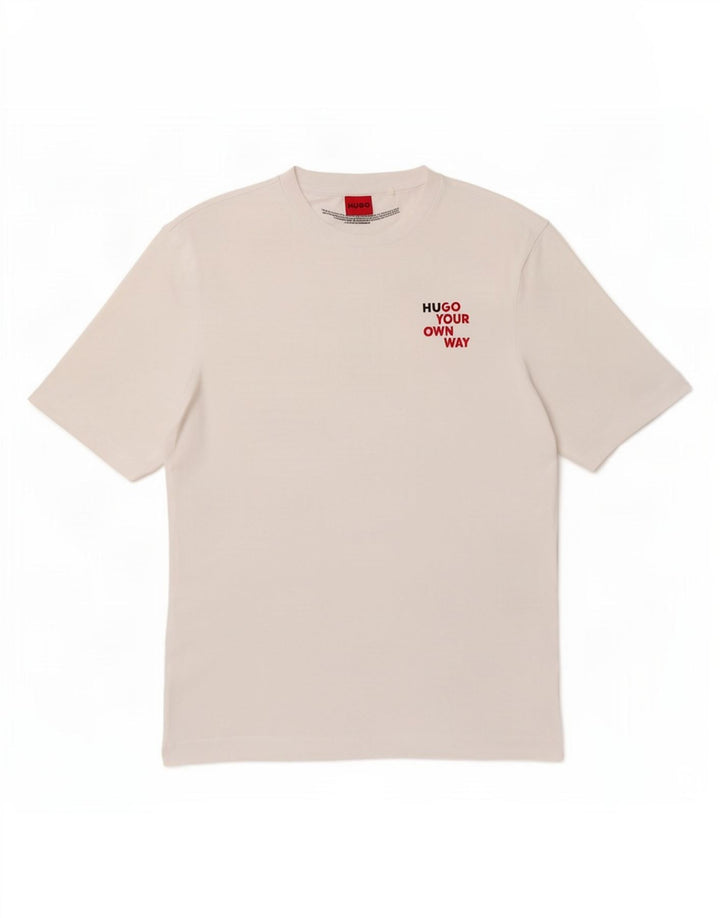 Hugo Boss Mens Graphic T-Shirt Top Medium White