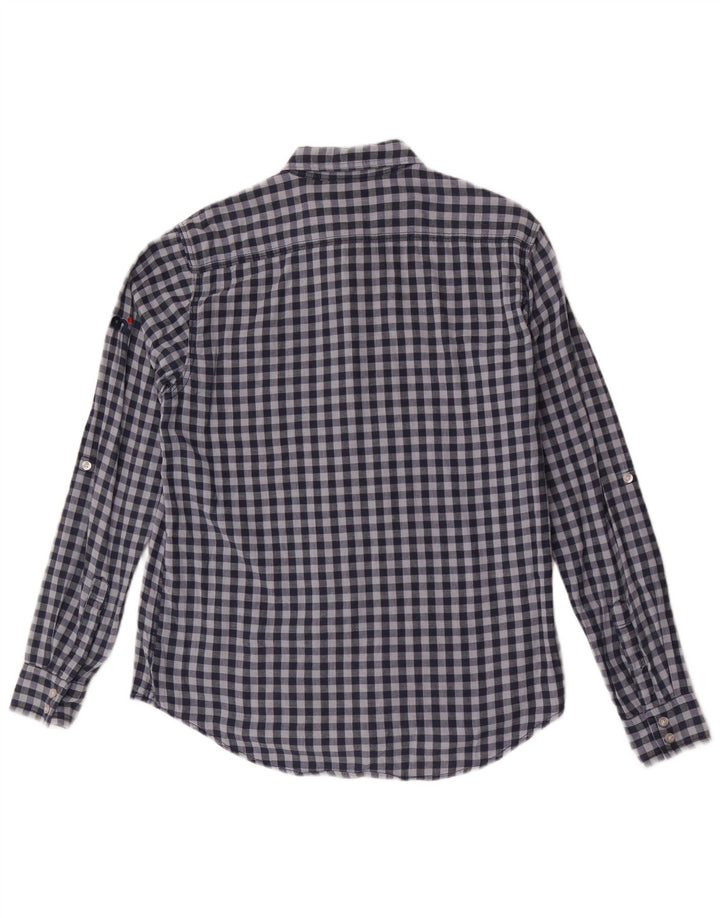 MISTRAL Mens Shirt Medium Blue Gingham Cotton