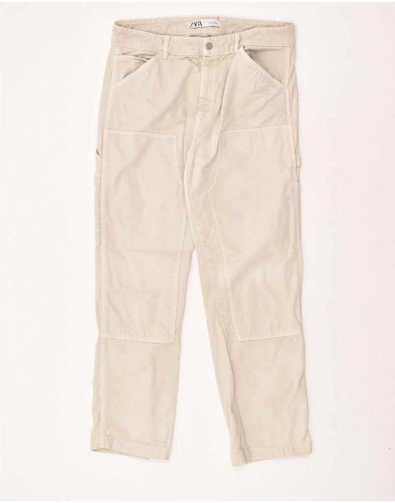 ZARA Mens Straight Cargo Trousers W34 L30  Beige | Vintage Zara | Thrift | Second-Hand Zara | Used Clothing | Messina Hembry 