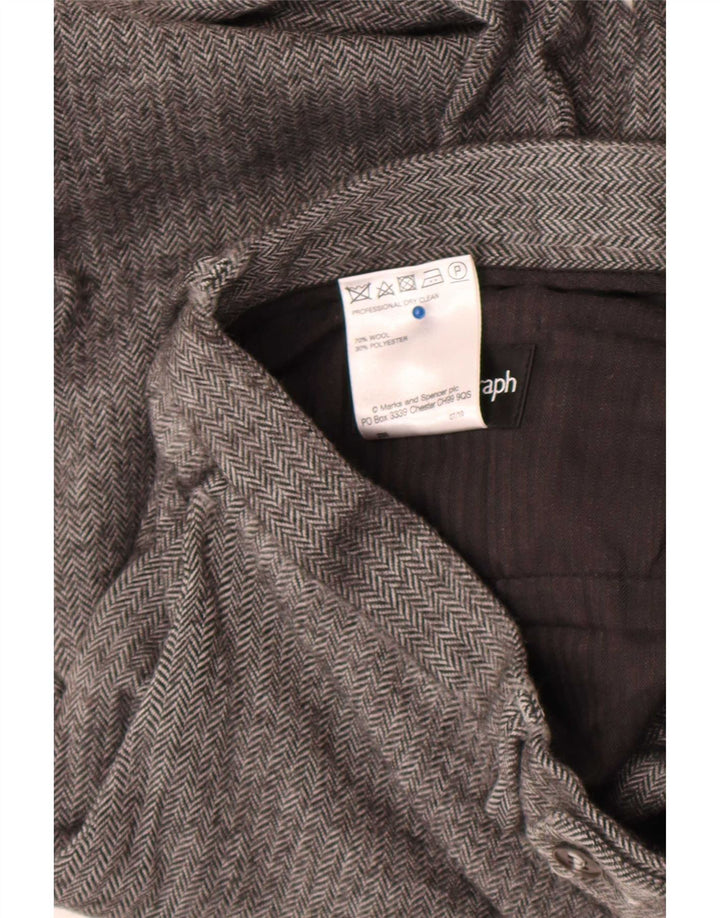 Marks & Spencer Mens Autograph Suit Trousers W36 L28 Grey Herringbone