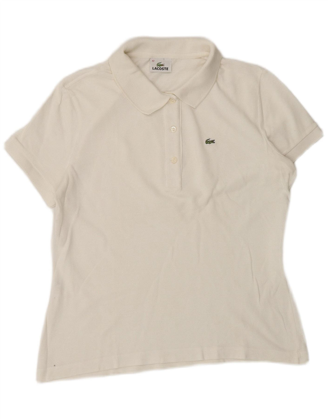 LACOSTE Womens Polo Shirt Size 42 Large White Cotton