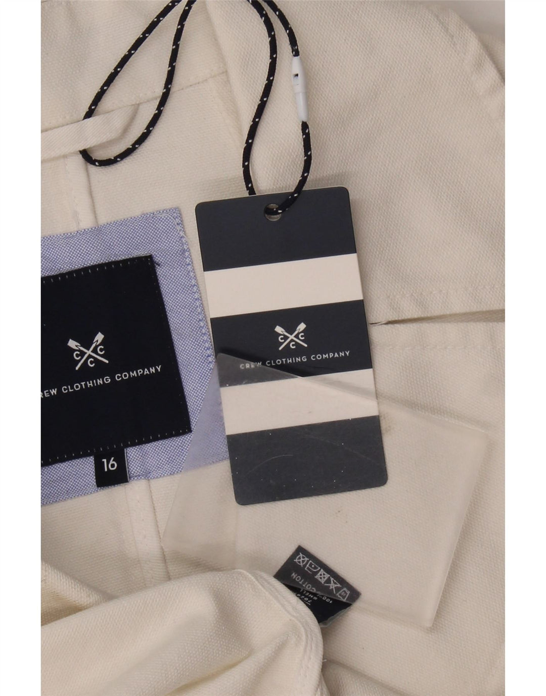 CREW CLOTHING Womens Pea Coat UK 16 Large White Cotton