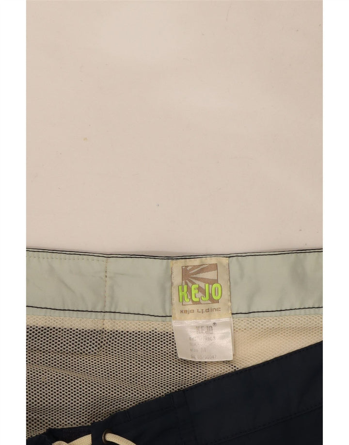 Kejo Mens Graphic Swimming Shorts Medium Navy Blue Colourblock Nylon