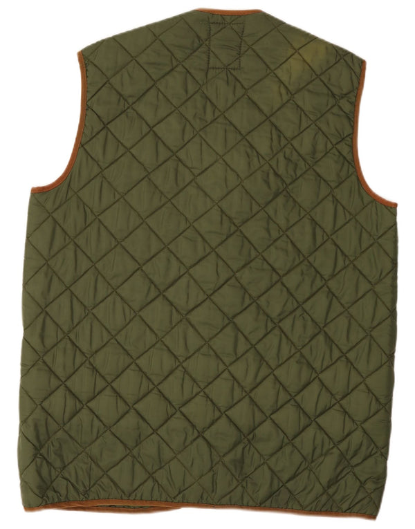 Vintage Mens Quilted Gilet UK 40 Large Green