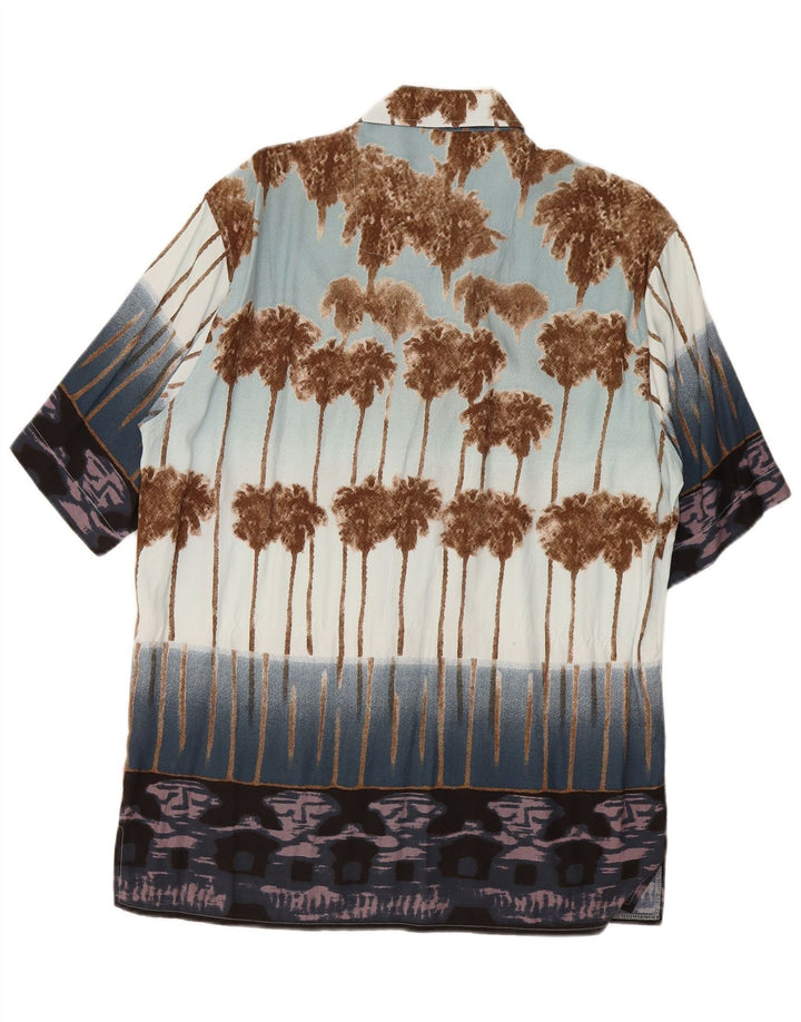 MCKAY Mens Hawaiian Short Sleeve Shirt Size 39/40 Medium Blue