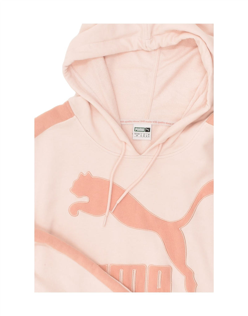 PUMA Womens Oversized Graphic Hoodie Jumper UK 10 Small Pink Cotton | Vintage Puma | Thrift | Second-Hand Puma | Used Clothing | Messina Hembry 