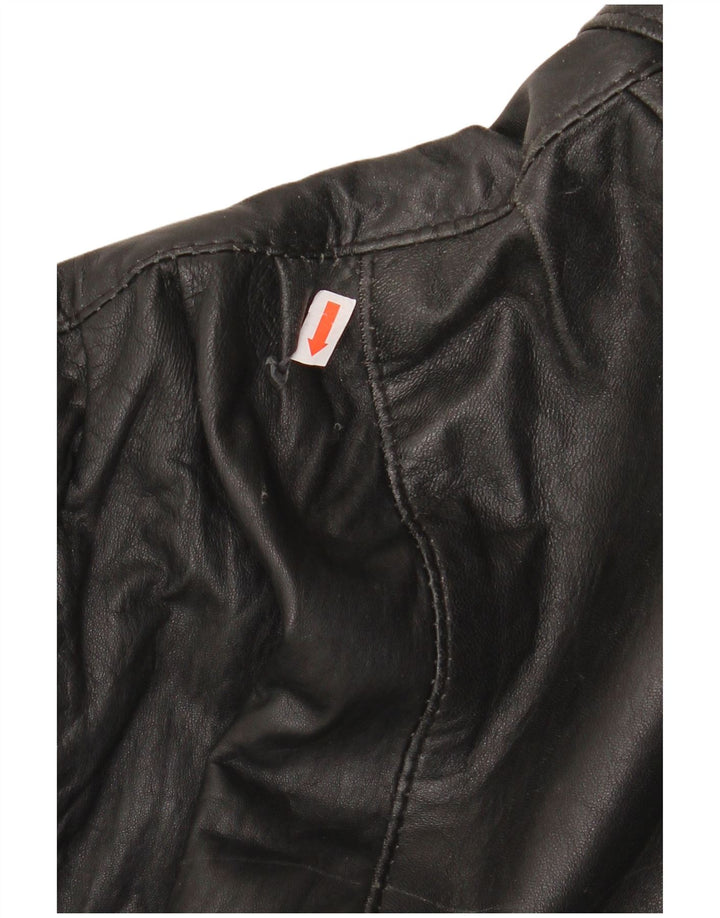 Vintage Womens Leather Jacket UK 20 2XL Black Leather