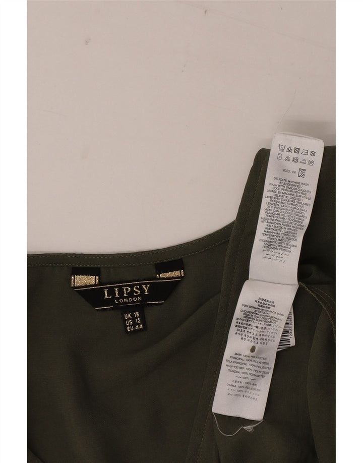Lipsy Womens Oversized Blouse Top UK 16 Large Green Polyester