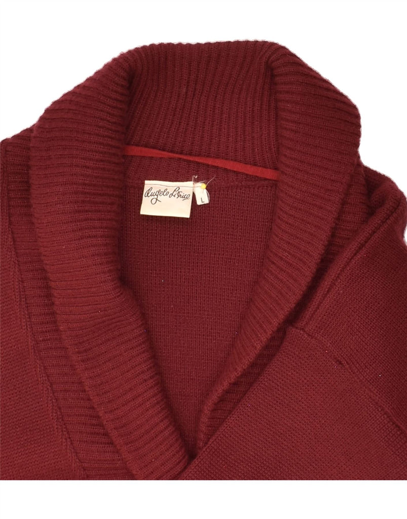 ANGELO LITRICO Mens Cardigan Sweater Large Maroon | Vintage Angelo Litrico | Thrift | Second-Hand Angelo Litrico | Used Clothing | Messina Hembry 