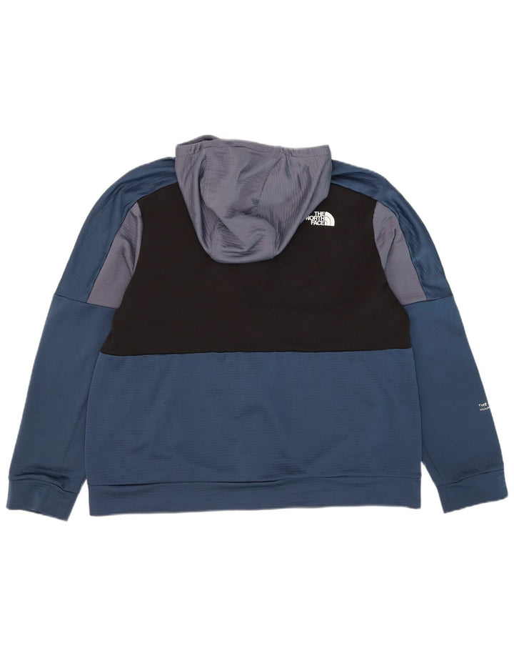 The North Face Mens Zip Hoodie Sweater XL Blue Colourblock Polyester