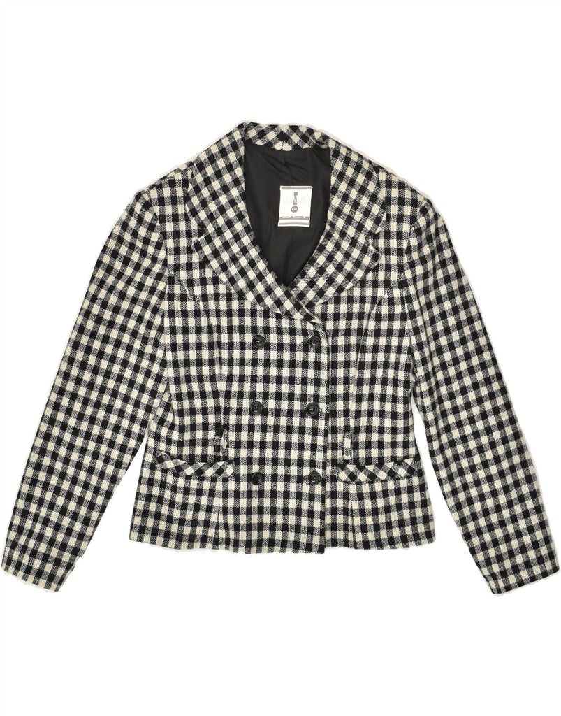 VINTAGE Womens Double Breasted Blazer Jacket UK 14 Medium Black Check | Vintage Vintage | Thrift | Second-Hand Vintage | Used Clothing | Messina Hembry 