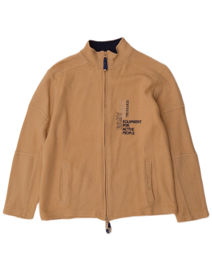 Trussardi Boys Graphic Tracksuit Top Jacket 11-12 Years Beige Cotton