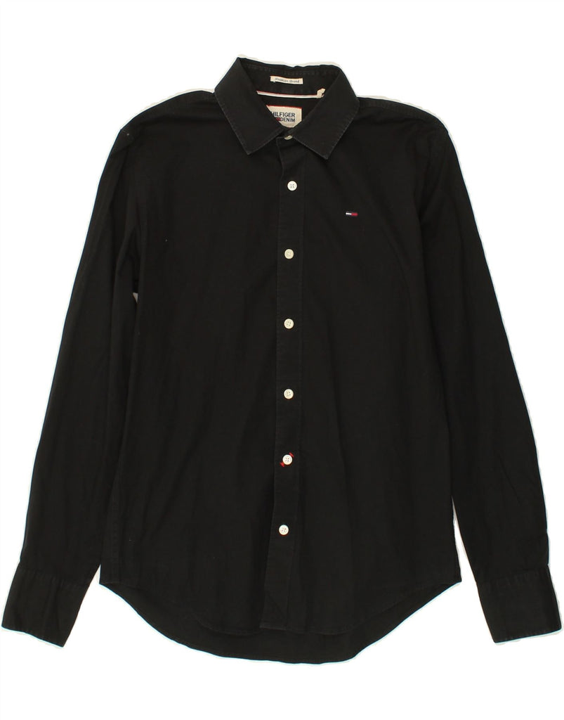 TOMMY HILFIGER Mens Shirt Small Black Cotton | Vintage Tommy Hilfiger | Thrift | Second-Hand Tommy Hilfiger | Used Clothing | Messina Hembry 