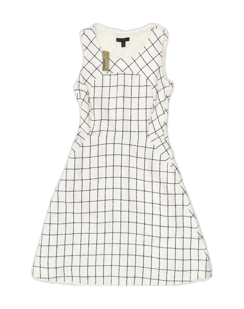 J. CREW Womens Sleeveless A-Line Dress US 00 2XS White Check Cotton | Vintage J. Crew | Thrift | Second-Hand J. Crew | Used Clothing | Messina Hembry 