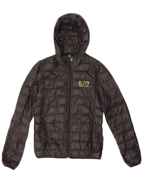 Emporio Armani Womens Hooded Padded Jacket UK 6 XS Black Polyamide