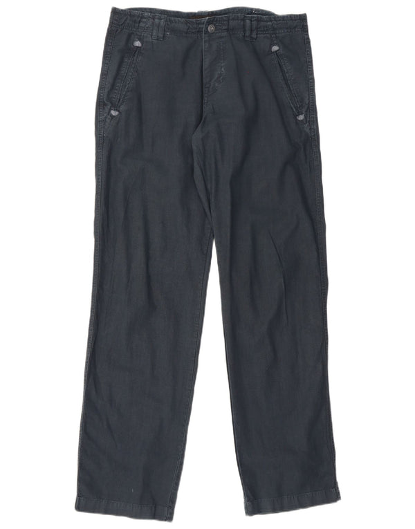 Zara Mens Straight Chino Trousers EU 42 Large W32 L34 Navy Blue