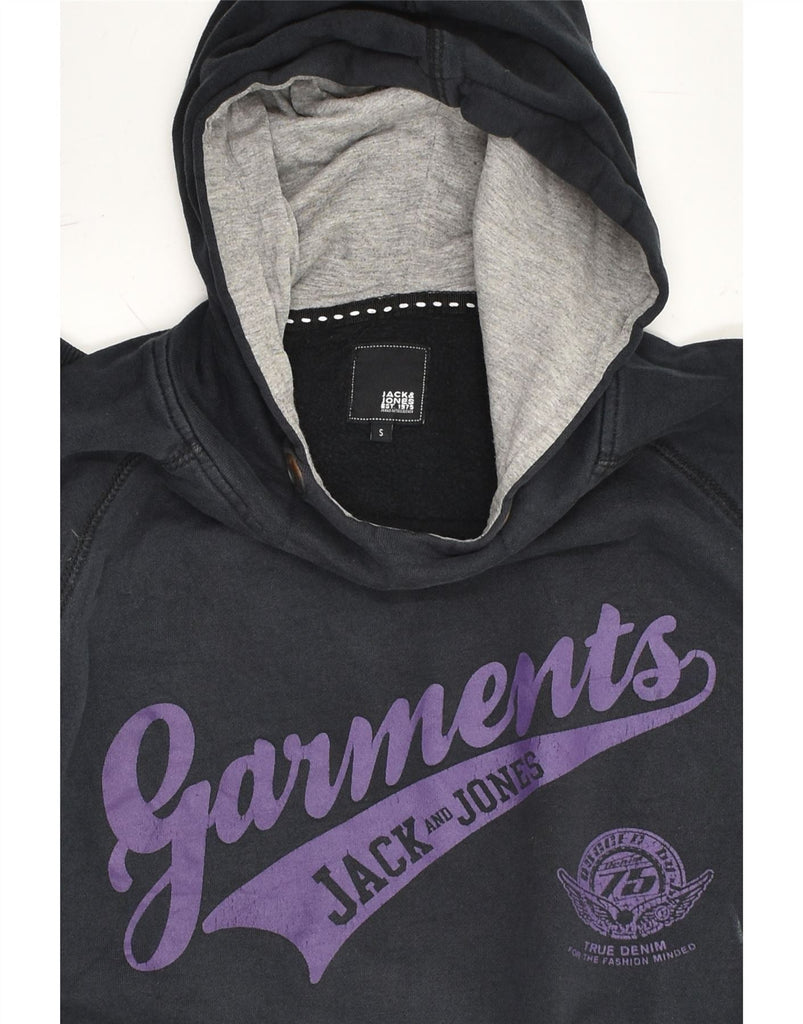 JACK & JONES Mens Graphic Hoodie Jumper Small Black Cotton | Vintage Jack & Jones | Thrift | Second-Hand Jack & Jones | Used Clothing | Messina Hembry 