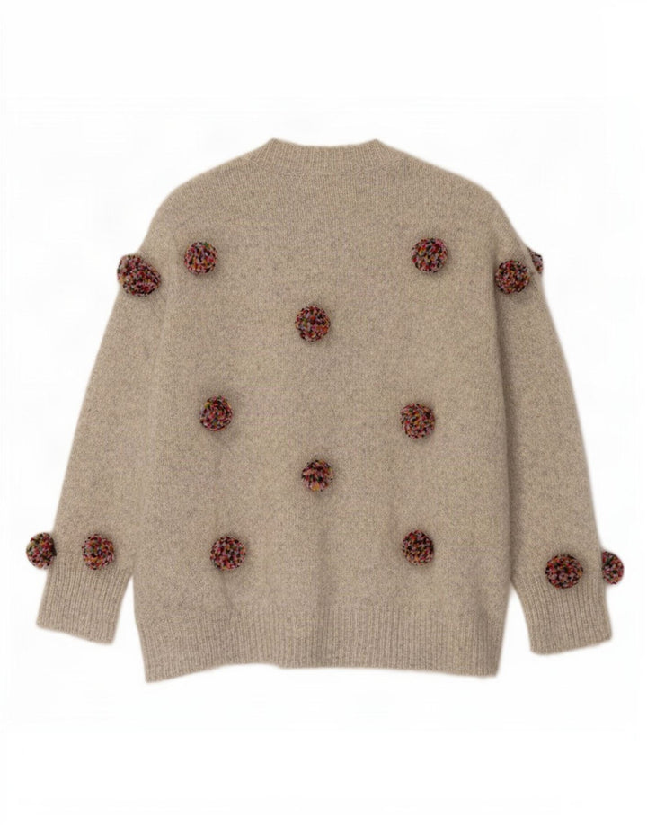 Zara Womens Oversized Crew Neck Jumper Sweater UK 10 Small Grey Flecked