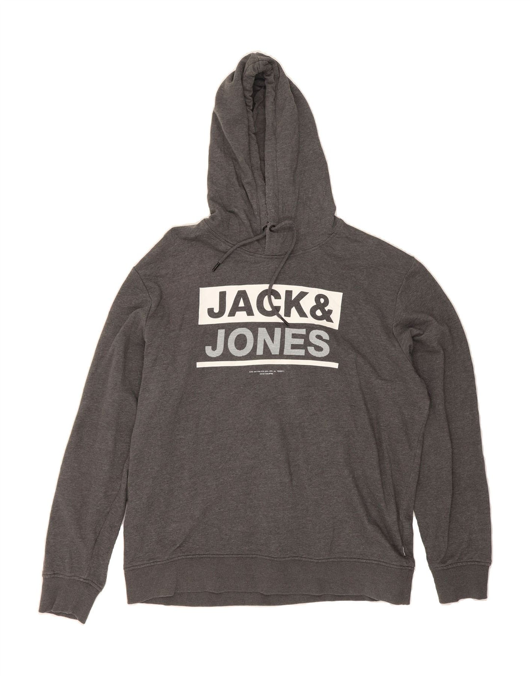 JACK & JONES Mens Graphic Hoodie Jumper 2XL Grey Cotton Vintage Jack & Jones and Second-Hand Jack & Jones from Messina Hembry 