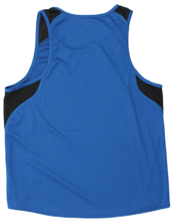 NIKE Mens Dri Fit Vest Top UK 42/44 Large Blue Colourblock Polyester