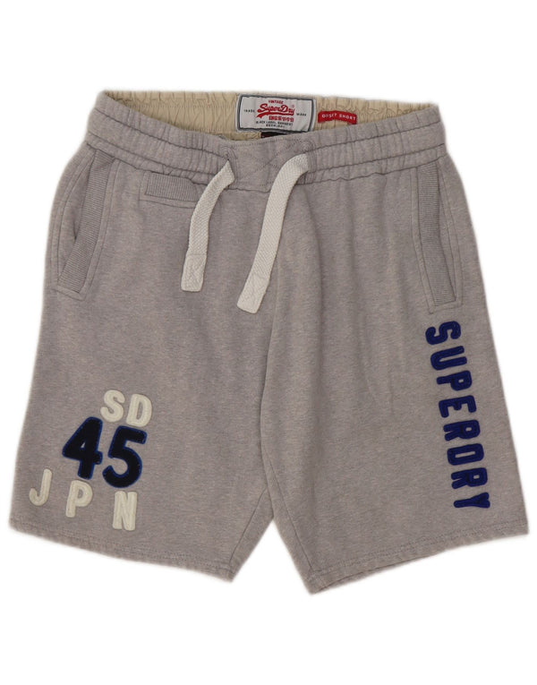 Superdry Mens Graphic Sport Shorts Medium Grey Cotton