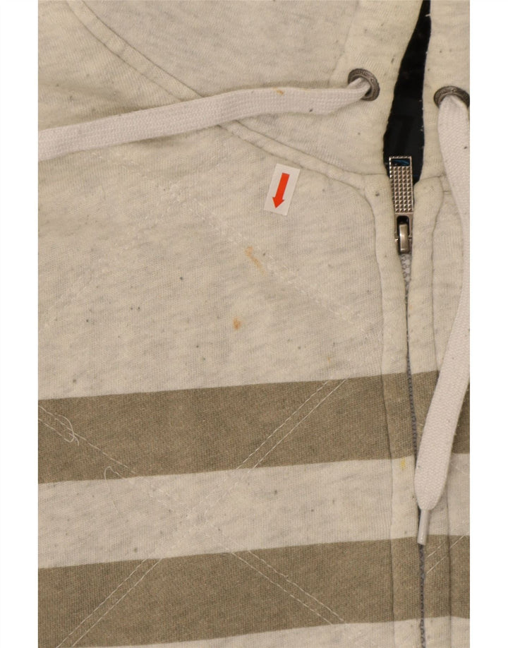 Rip Curl Mens Zip Hoodie Sweater Medium Grey Striped Cotton