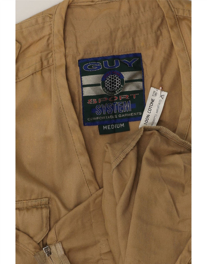 Vintage Mens Utility Gilet UK 38 Medium Beige Cotton