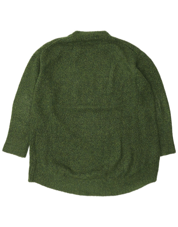 Zara Womens Oversized Crew Neck Jumper Sweater UK 10 Small Green Acrylic