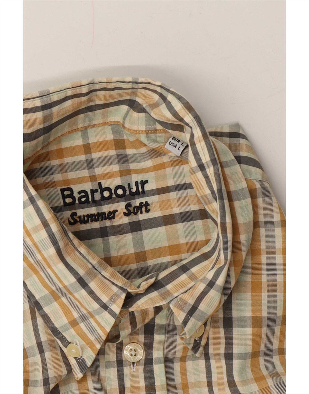 Barbour Mens Shirt Large Beige Check