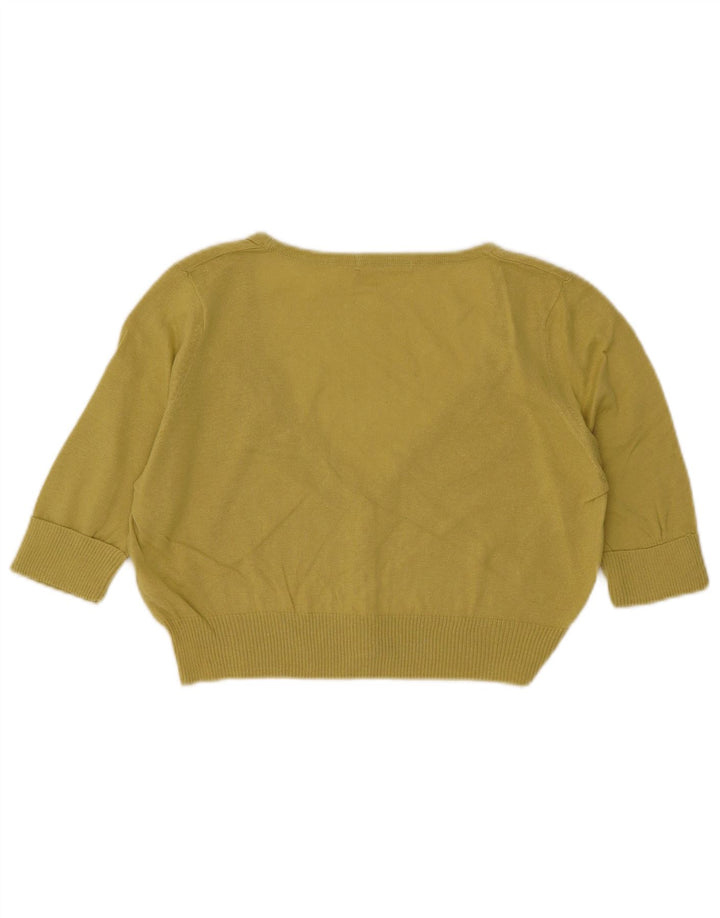 Marks & Spencer Womens Short Sleeve Cardigan Sweater UK 14 Medium Yellow