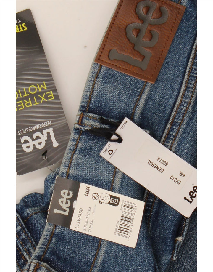 Lee Mens Straight Tapered Jeans W44 L34 Blue Cotton
