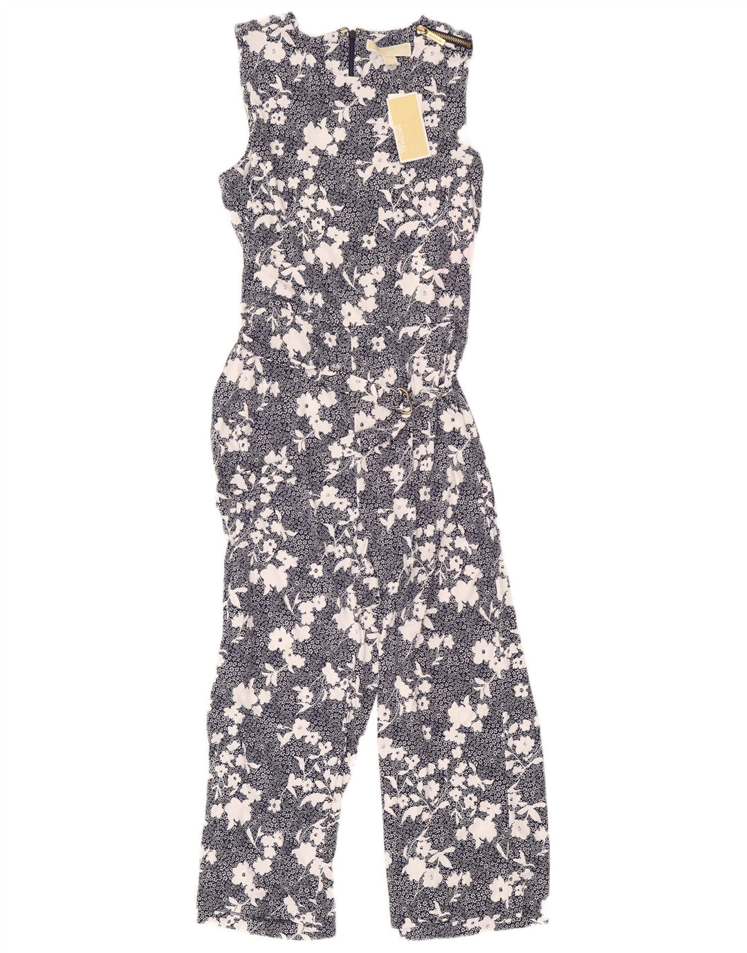 Michael Kors Womens Sleeveless Jumpsuit UK 12 Medium Navy Blue Floral