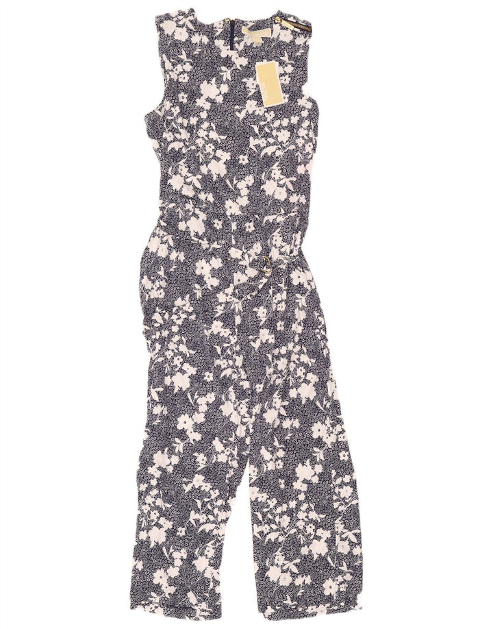 Michael Kors Womens Sleeveless Jumpsuit UK 12 Medium Navy Blue Floral