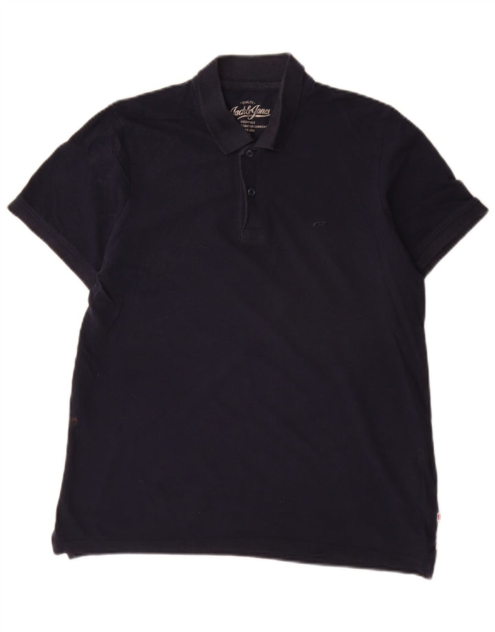 Jack & Jones Mens Polo Shirt Small Navy Blue Cotton