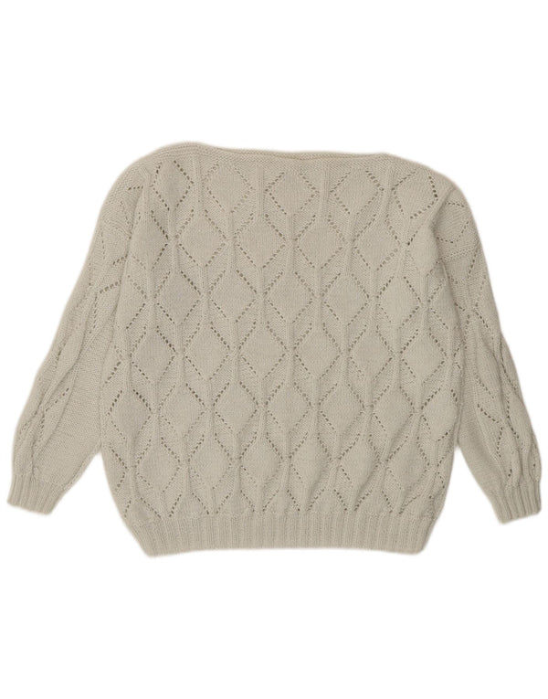 VINTAGE Womens Boat Neck Jumper Sweater UK 18 XL Off White