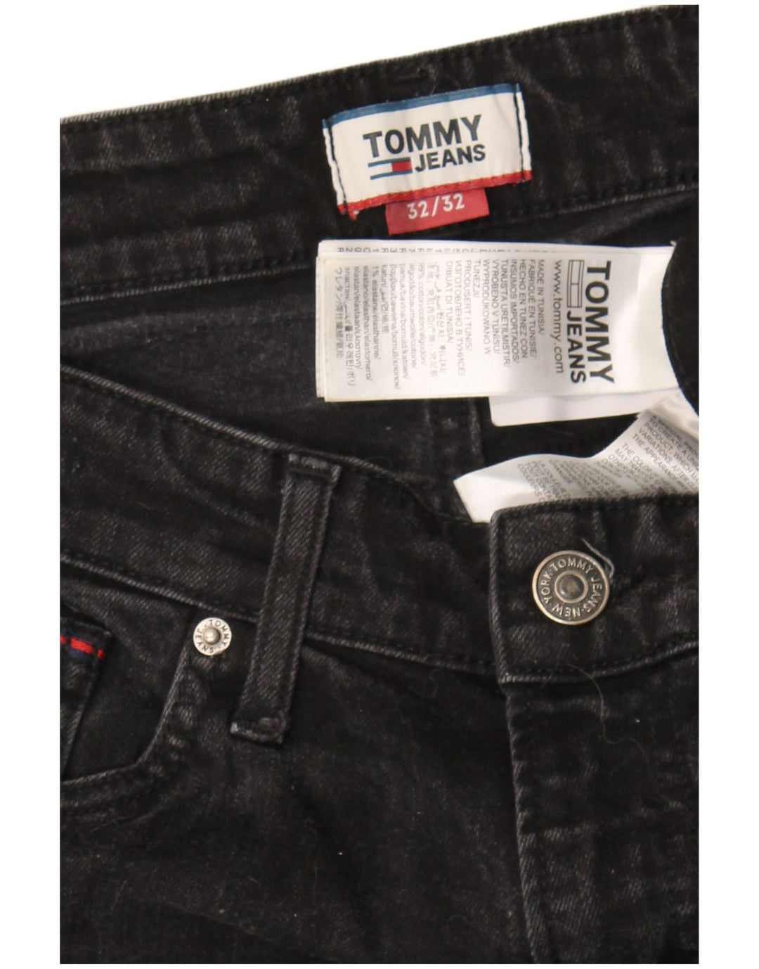 Tommy Hilfiger Mens Slim Jeans W32 L32 Black Cotton