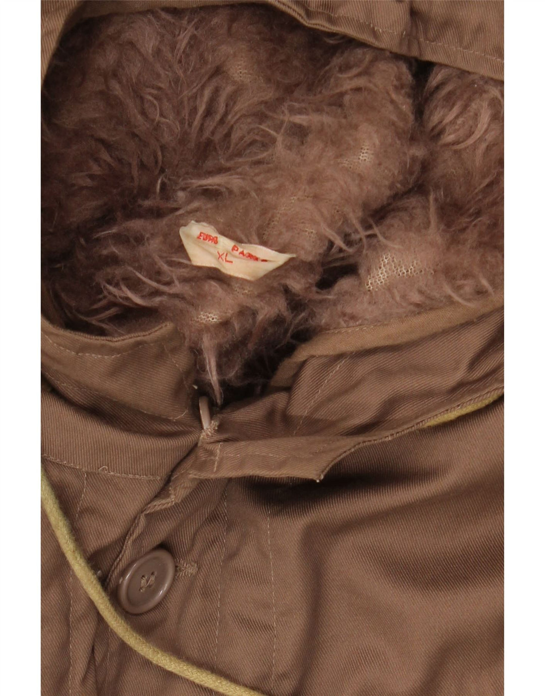 VINTAGE Mens Hooded Parka Jacket UK 42 XL Brown Polyester