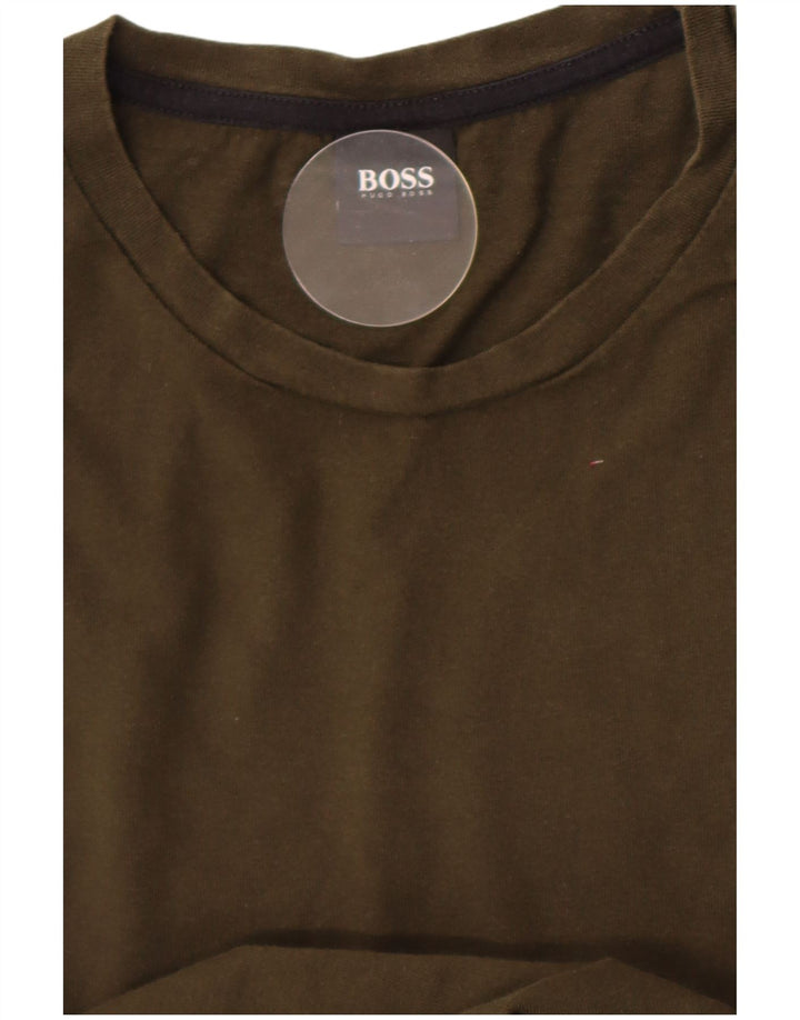 Hugo Boss Mens Top Long Sleeve Medium Khaki Cotton
