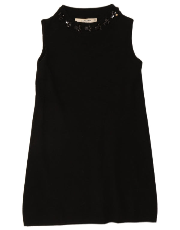 Zara Womens Sleeveless Jumper Dress UK 12 Medium Black Acrylic